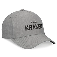 Men's Fanatics Heather Gray Seattle Kraken Elements A-Frame Leather Strapback Hat