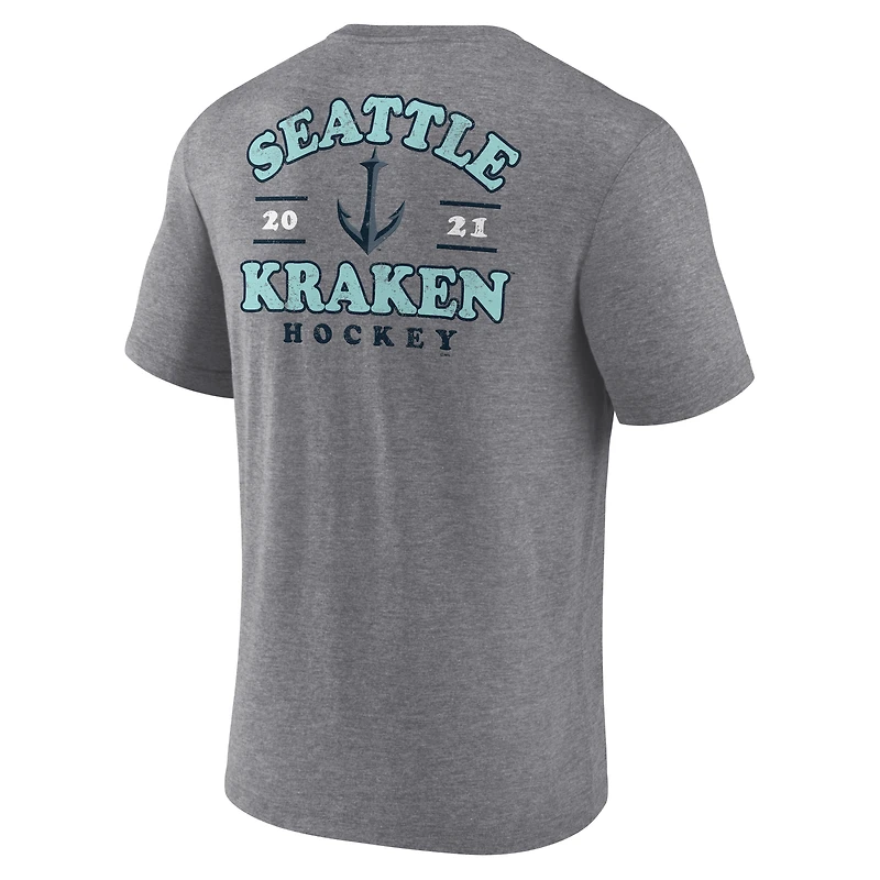 T-shirt tri-blend gris chiné pour homme Fanatics Seattle Kraken Winger