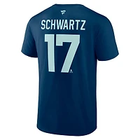 Men's Fanatics Jaden Schwartz Deep Sea Blue Seattle Kraken Special Edition 2.0 Name & Number T-Shirt
