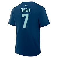 Men's Fanatics Jordan Eberle Navy Seattle Kraken Authentic Stack Name & Number T-Shirt