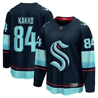 Maillot de joueur échappé à domicile Fanatics Kaapo Kakko Deep Sea bleu Seattle Kraken pour hommes