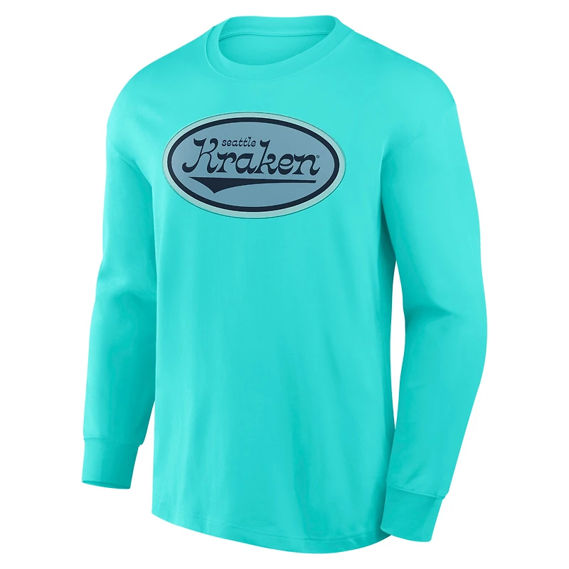 Men's Fanatics Light Blue Seattle Kraken Rewind Long Sleeve T-Shirt