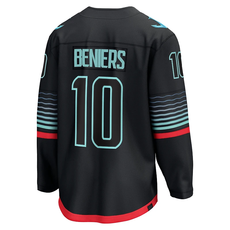Men's Fanatics Matty Beniers Black Seattle Kraken Alternate Breakaway Player Jersey