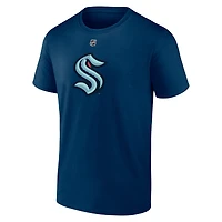 Fanatics pour hommes Matty Beniers Deep Sea Blue Seattle Kraken Authentic Stack Name & Number T-shirt