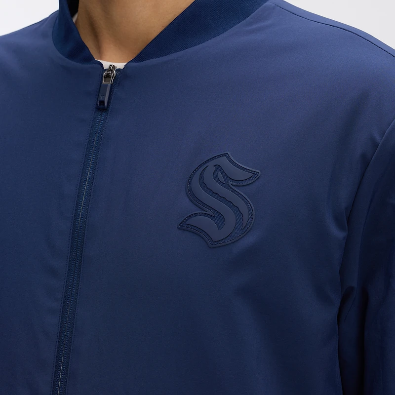 Veste aviateur légère entièrement zippée Seattle Kraken Authentic Pro Road pour homme, bleu marine, Fanatics