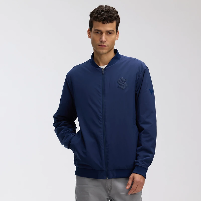Men's Fanatics Navy Seattle Kraken Authentic Pro Road Lightweight Full-Zip Bomber Jacket