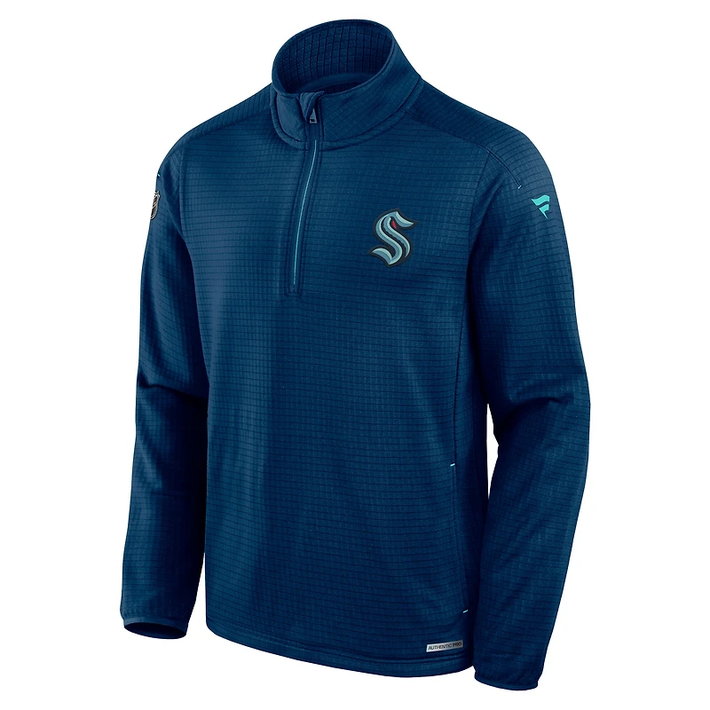 Men's Fanatics Navy Seattle Kraken Big & Tall Authentic Pro Quarter-Zip Top