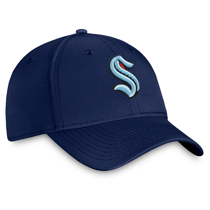 Casquette Flex Fanatics bleu marine Seattle Kraken Core avec logo principal