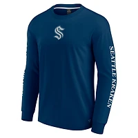 Men's Fanatics Navy Seattle Kraken Elements Strive Long Sleeve T-Shirt