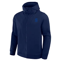 Men's Fanatics  Navy Seattle Kraken Elements Tonal Primary Tri-Blend Full-Zip Hoodie