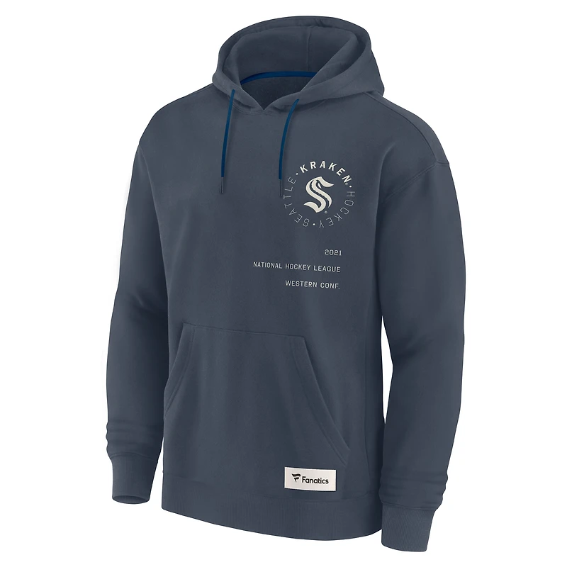 Men's Fanatics Navy Seattle Kraken Future Ground Info Pullover Hoodie
