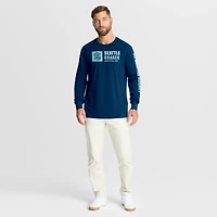 Men's Fanatics Navy Seattle Kraken Goal Crease Legacy Long Sleeve T-Shirt