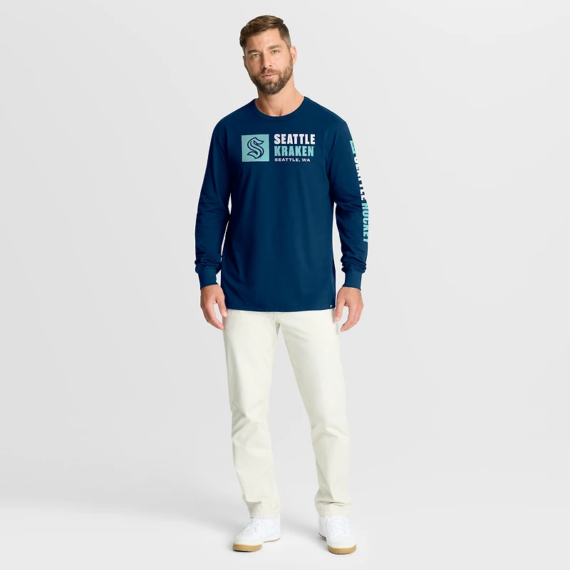 T-shirt à manches longues Fanatics Navy Seattle Kraken Goal Crease Legacy pour homme