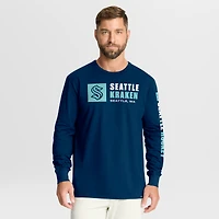 Men's Fanatics Navy Seattle Kraken Goal Crease Legacy Long Sleeve T-Shirt