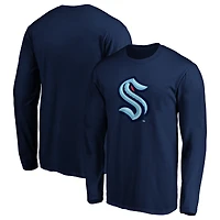 Men's Fanatics Navy Seattle Kraken Primary Logo Big & Tall Long Sleeve T-Shirt