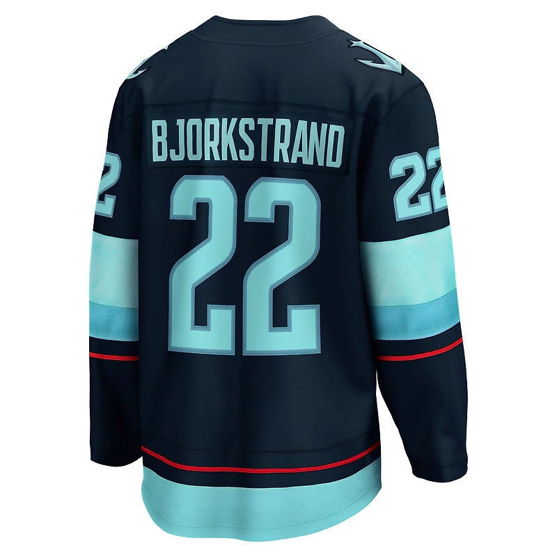 Fanatics pour hommes Oliver Bjorkstrand Deep Sea Blue Seattle Kraken Home Breakaway Player Maillot