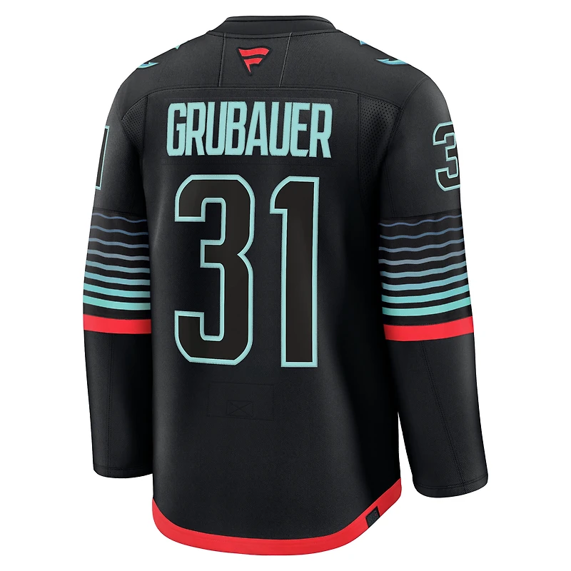 Men's Fanatics Philipp Grubauer Black Seattle Kraken Alternate Premium Player Jersey