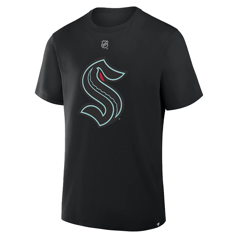 T-shirt Fanatics Philipp Grubauer pour homme, noir, Seattle Kraken, authentique, avec nom et numéro Stack