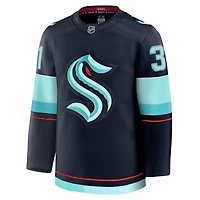 Men's Fanatics Philipp Grubauer Deep Sea Blue Seattle Kraken Home Premium Jersey