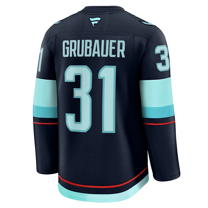 Maillot domicile Premium Philipp Grubauer Deep Sea Blue Seattle Kraken Fanatics pour homme