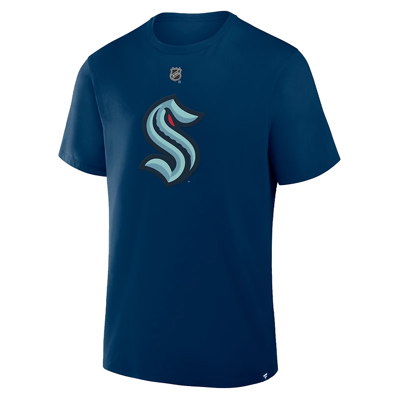 Men's Fanatics Philipp Grubauer Navy Seattle Kraken Authentic Stack Name & Number T-Shirt