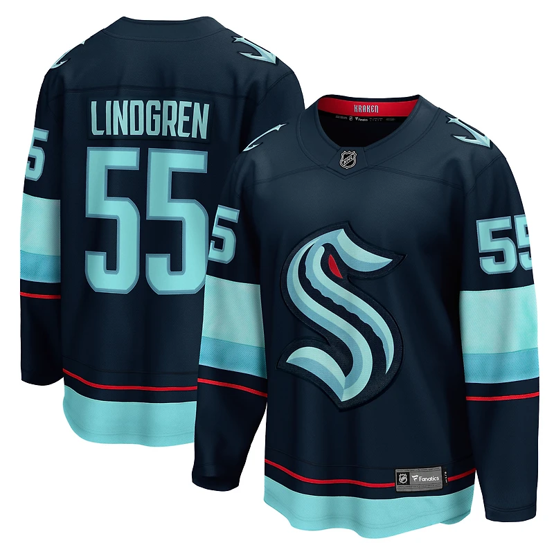 Maillot Fanatics Ryan Lindgren Deep Sea Blue Seattle Kraken Home Breakaway pour homme
