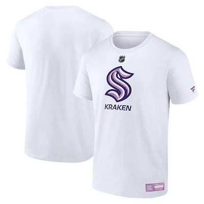 T-shirt blanc Fanatics pour homme - Seattle Kraken 2024 Hockey Fights Cancer