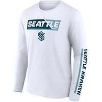 T-shirt blanc à manches longues Fanatics Seattle Kraken Breakaway Combo pour hommes