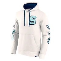 Men's Fanatics White Seattle Kraken Letterman Fleece Pullover Hoodie