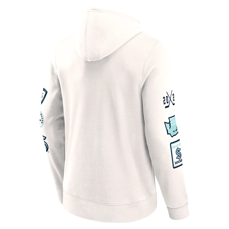 Men's Fanatics White Seattle Kraken Letterman Fleece Pullover Hoodie