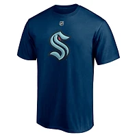 Fanatics pour hommes Yanni Gourde Deep Sea Blue Seattle Kraken - T-shirt authentique avec nom et numéro de pile