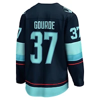 Fanatics pour hommes Yanni Gourde bleu marine Seattle Kraken Domicile - Maillot de joueur échappé