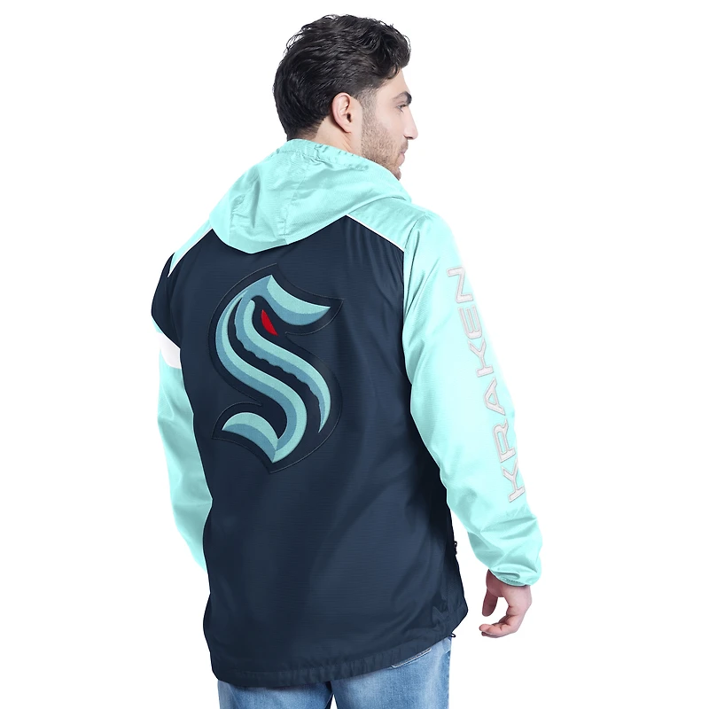 Veste à capuche demi-zip latéral G-III Sports by Carl Banks pour homme, bleu marine profond/bleu clair, Seattle Kraken