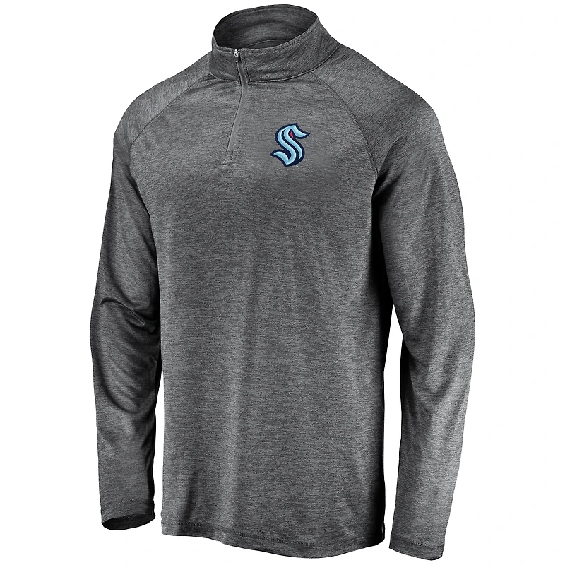 Men's Gray Seattle Kraken Synthetic Primary Logo Quarter-Zip Pullover Jacket
