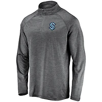 Men's Gray Seattle Kraken Synthetic Primary Logo Quarter-Zip Pullover Jacket