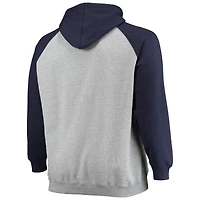 Men's Heathered Gray/Deep Sea Blue Seattle Kraken Big & Tall Raglan Pullover Hoodie