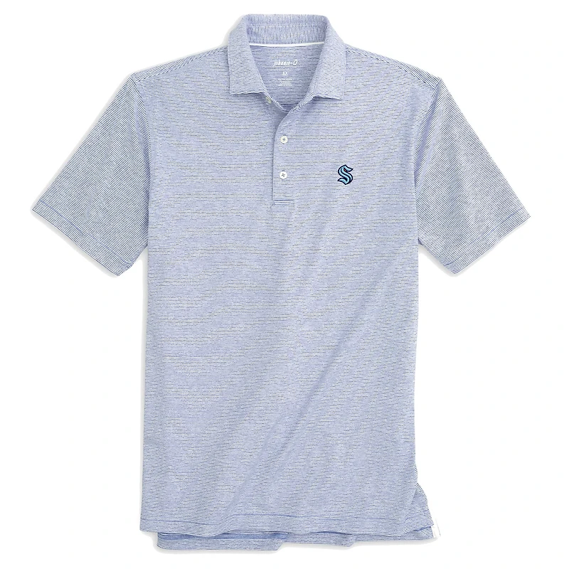 Men's johnnie-O Blue Seattle Kraken Lyndon Striped Jersey Polo