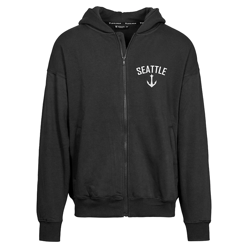 Sweat à capuche entièrement zippé Seattle Kraken Uphill City Capsule pour homme de Levelwear, noir