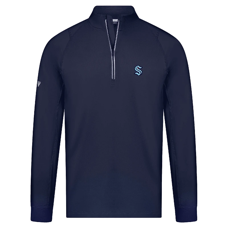 Men's Levelwear Deep Blue Sea Seattle Kraken Theory Insignia Core Raglan Quarter-Zip Pullover Top
