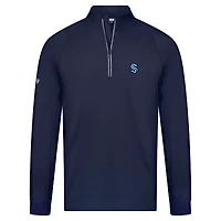 Men's Levelwear Deep Blue Sea Seattle Kraken Theory Insignia Core Raglan Quarter-Zip Pullover Top