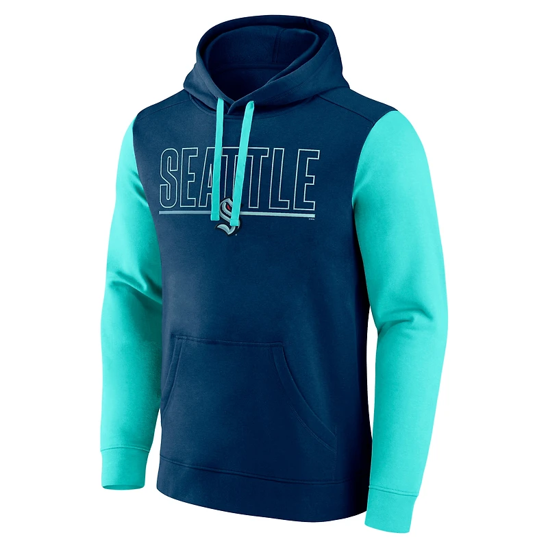 Sweat à capuche en polaire bleu marine Seattle Kraken Deliver avec logo pour homme