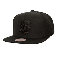 Men's Mitchell & Ness Black Seattle Kraken Soul Strike Pearl Tonal Snapback Hat