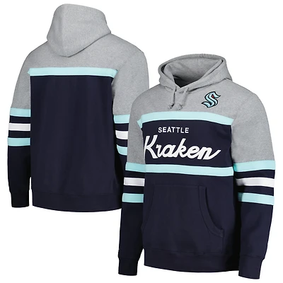 Sweat à capuche Mitchell & Ness Deep Sea bleu/gris Seattle Kraken Head Coach pour hommes