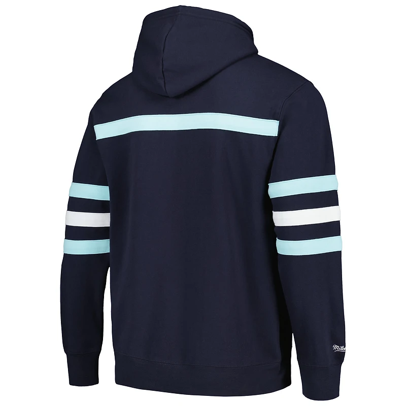 Men's Mitchell & Ness Deep Sea Blue Seattle Kraken Head Coach Pullover Hoodie