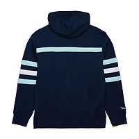 Men's Mitchell & Ness Deep Sea Blue Seattle Kraken Head Coach Slogan Pullover Hoodie