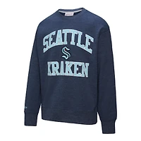 Men's Mitchell & Ness Deep Sea Blue Seattle Kraken Playoff Win Fleece Pullover Sweatshirt