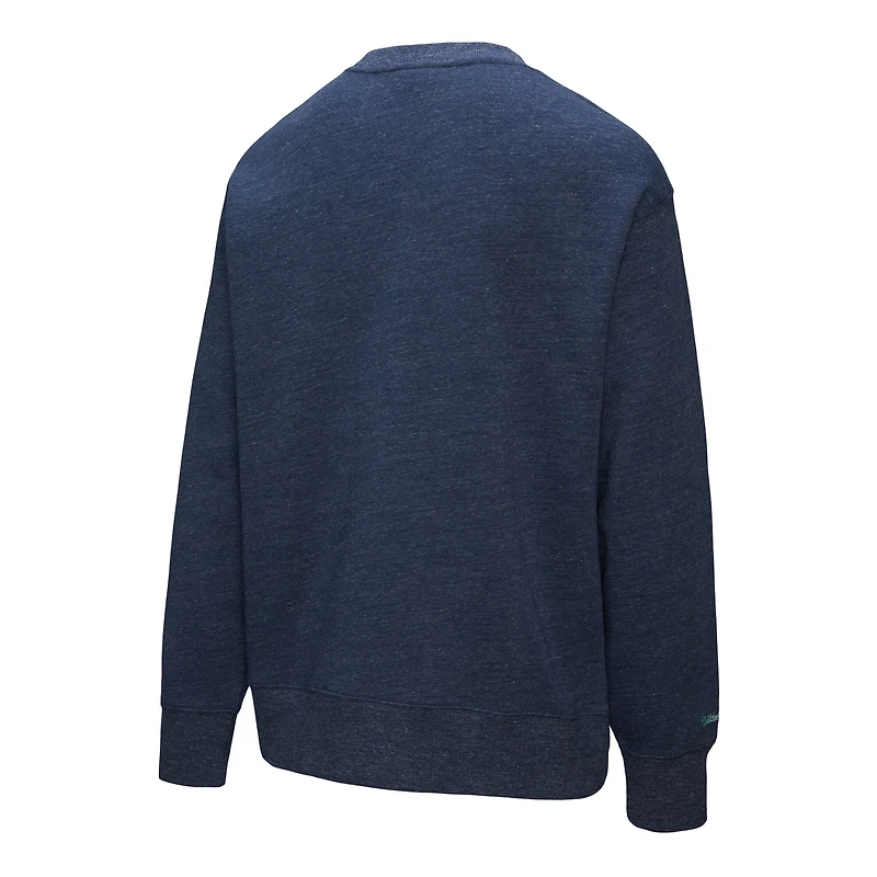 Men's Mitchell & Ness Deep Sea Blue Seattle Kraken Playoff Win Fleece Pullover Sweatshirt