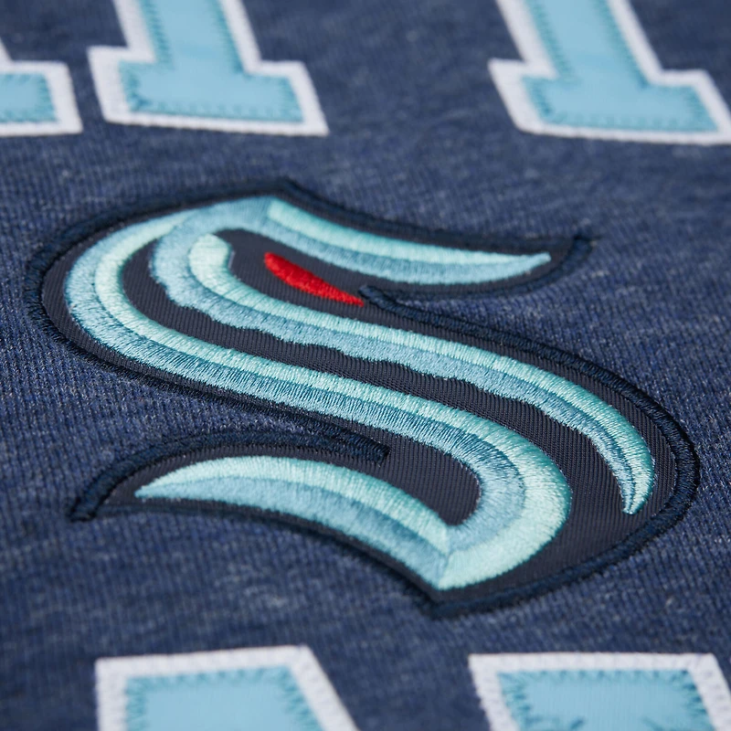 Men's Mitchell & Ness Deep Sea Blue Seattle Kraken Playoff Win Fleece Pullover Sweatshirt