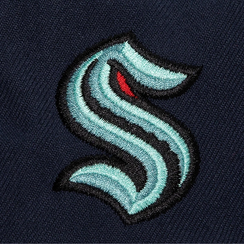 Men's Mitchell & Ness Deep Sea Blue Seattle Kraken Retro Script Colorblock Snapback Hat