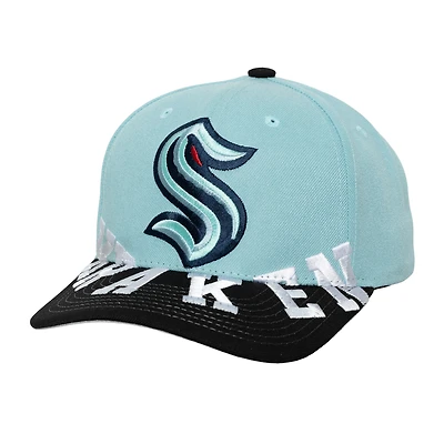 Casquette Snapback bicolore Pro Crown bleu clair/noir Seattle Kraken Underarch pour homme Mitchell & Ness